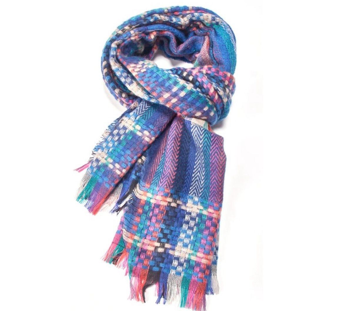 Colourful Patchwork Design Scarf - Blue