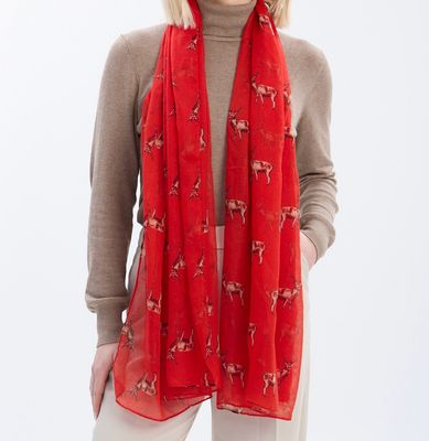 Stag Scarf - Red
