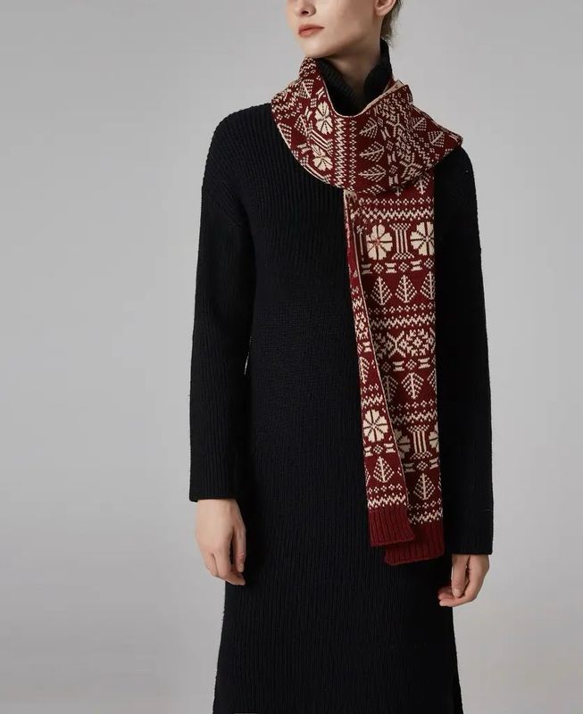 Unisex Nordic Winter Scarf - Red