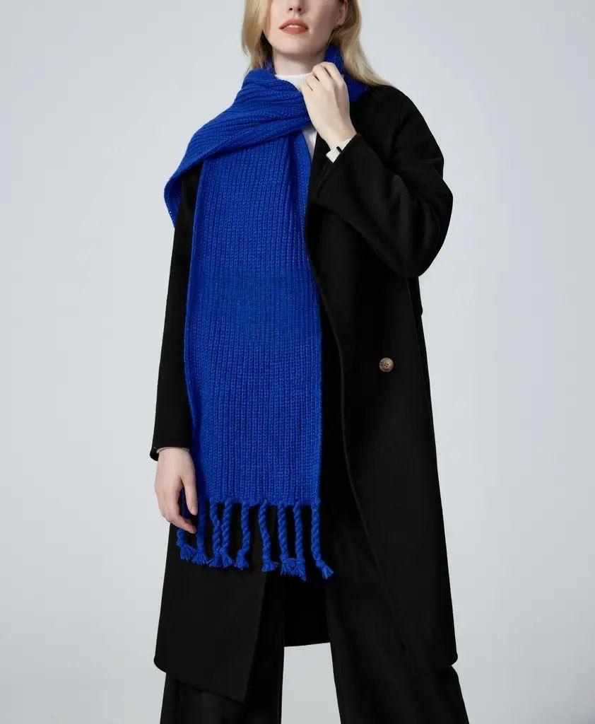 Plain Blue Knitted Style Scarf