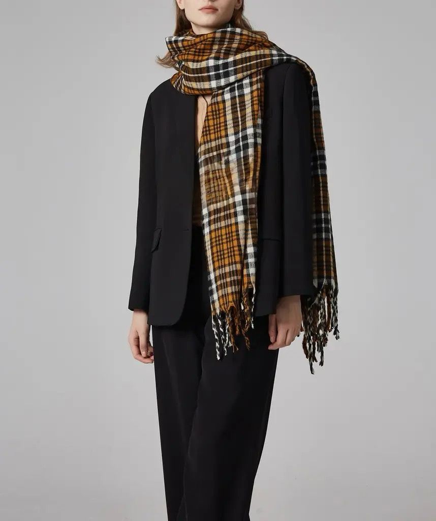 Medium Weight Orange Black And Cream Check