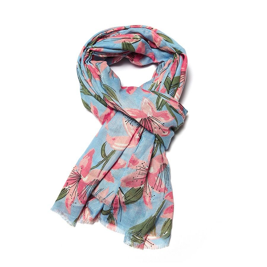 Lilies Scarf - Blue