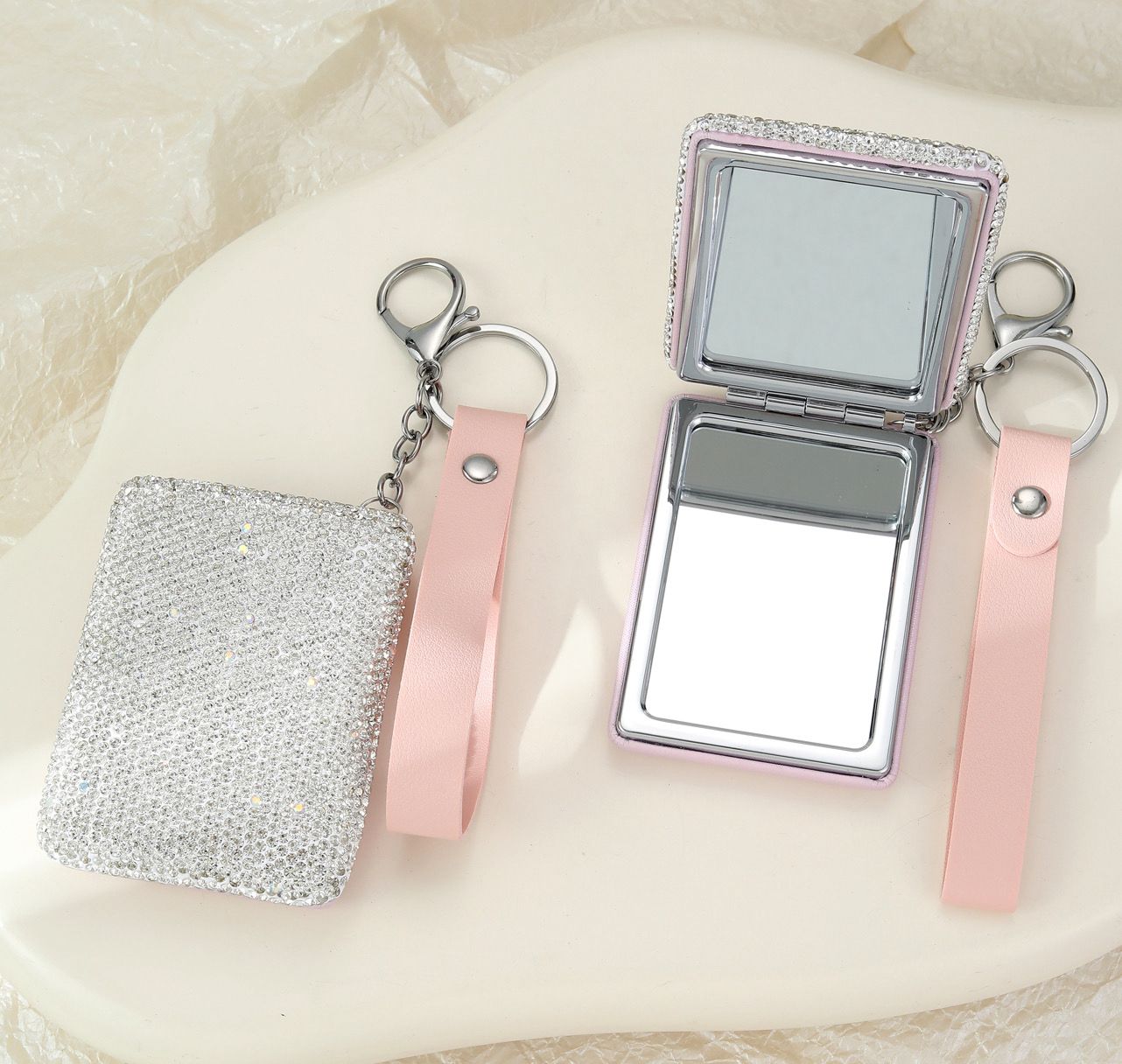 Luxury Square Diamanté Compact Mirror
