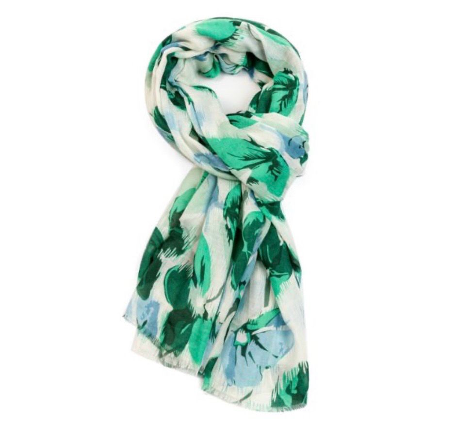 Green And Blue Floral Scarf