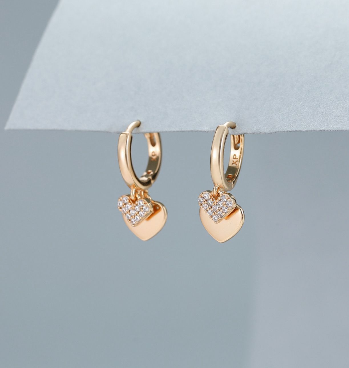 Gold Layered Heart Huggie Earrings