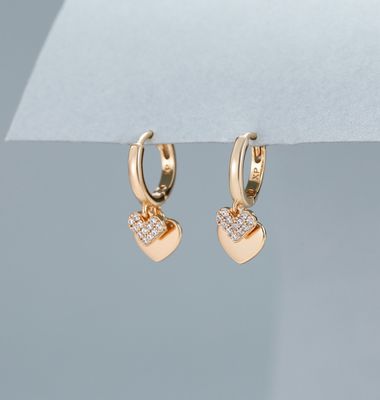 Gold Layered Heart Huggie Earrings