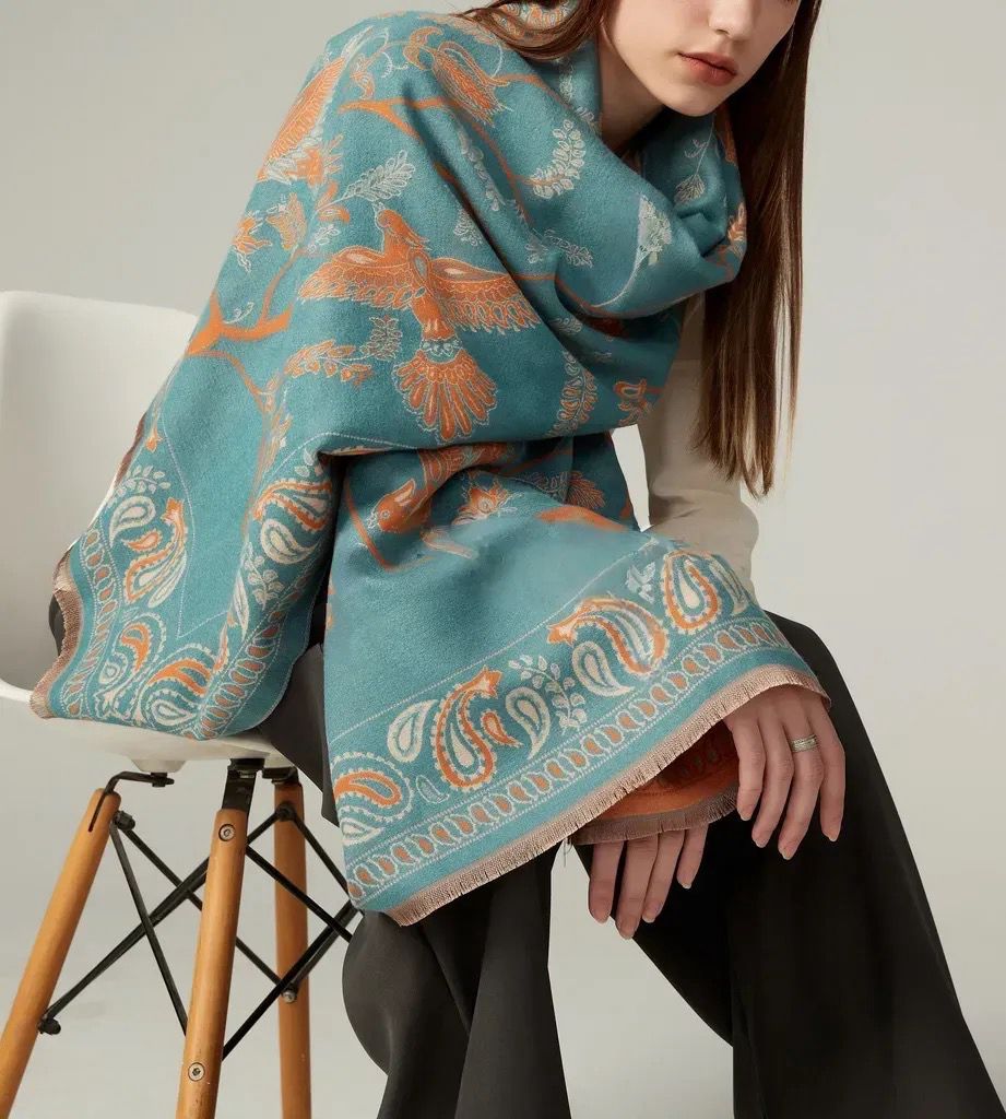 Luxury Bird And Pattern Scarf
