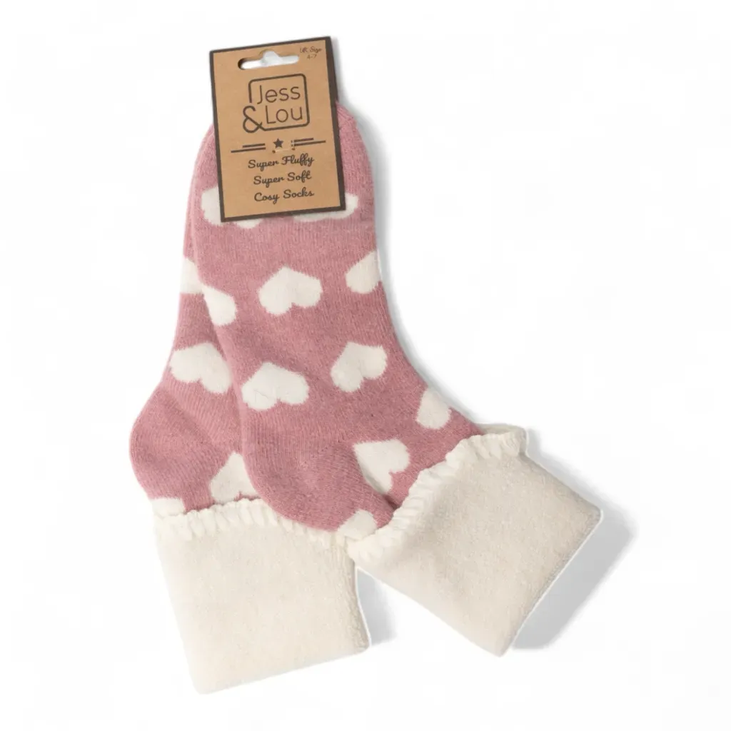 Pink Heart Cosy Cuff Socks
