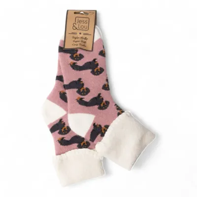 Pink Sausage Dog Cosy Cuff Socks