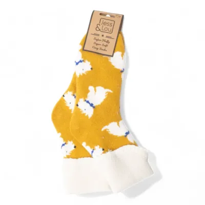 Mustard Westie Cosy Cuff Socks