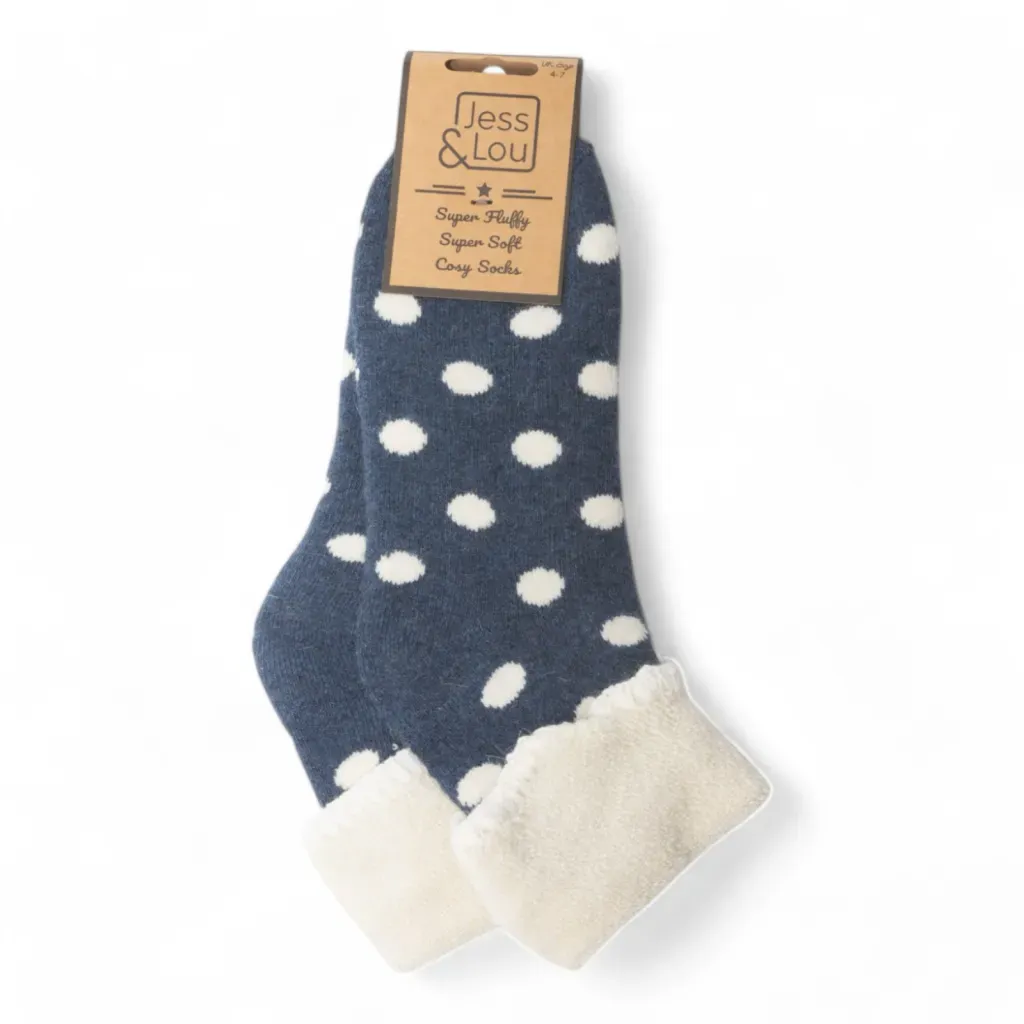 Navy Spot Cosy Cuff Socks