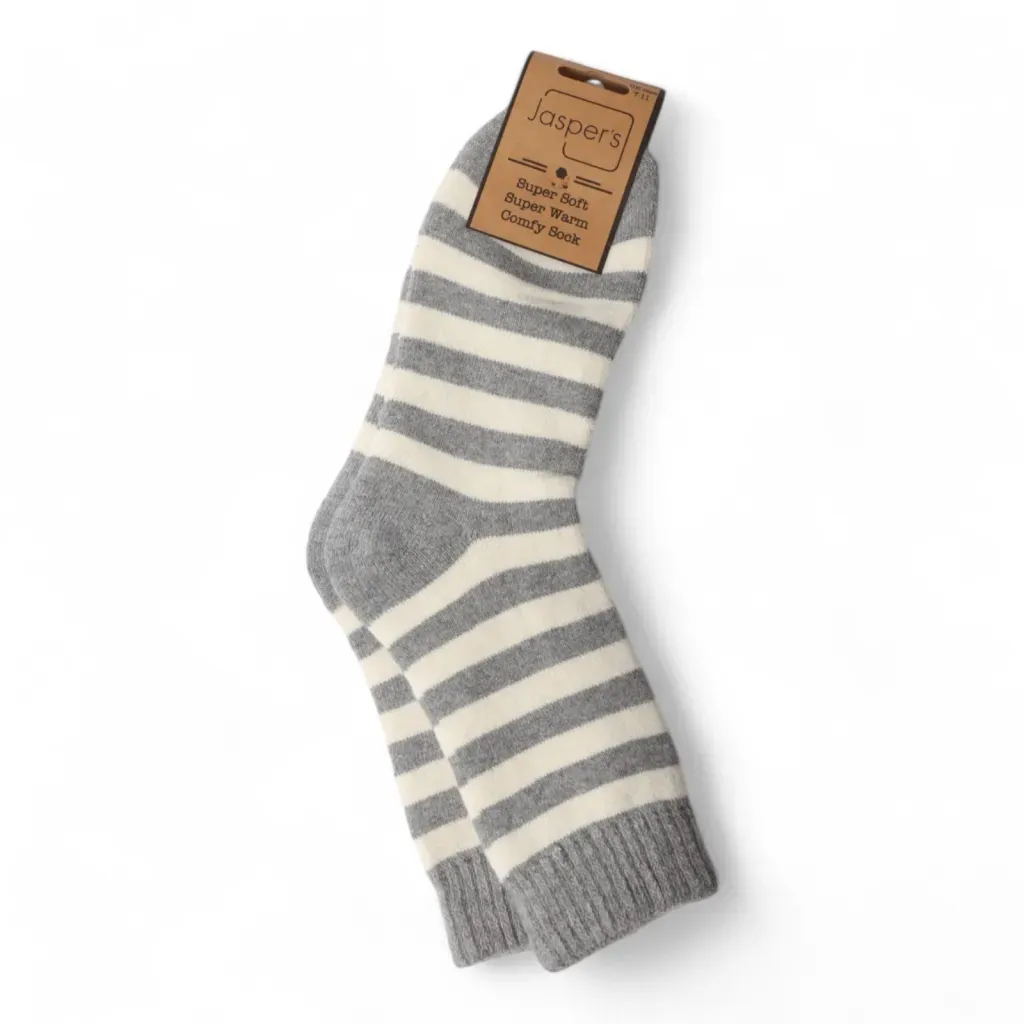 Grey And White Wool Blend Socks