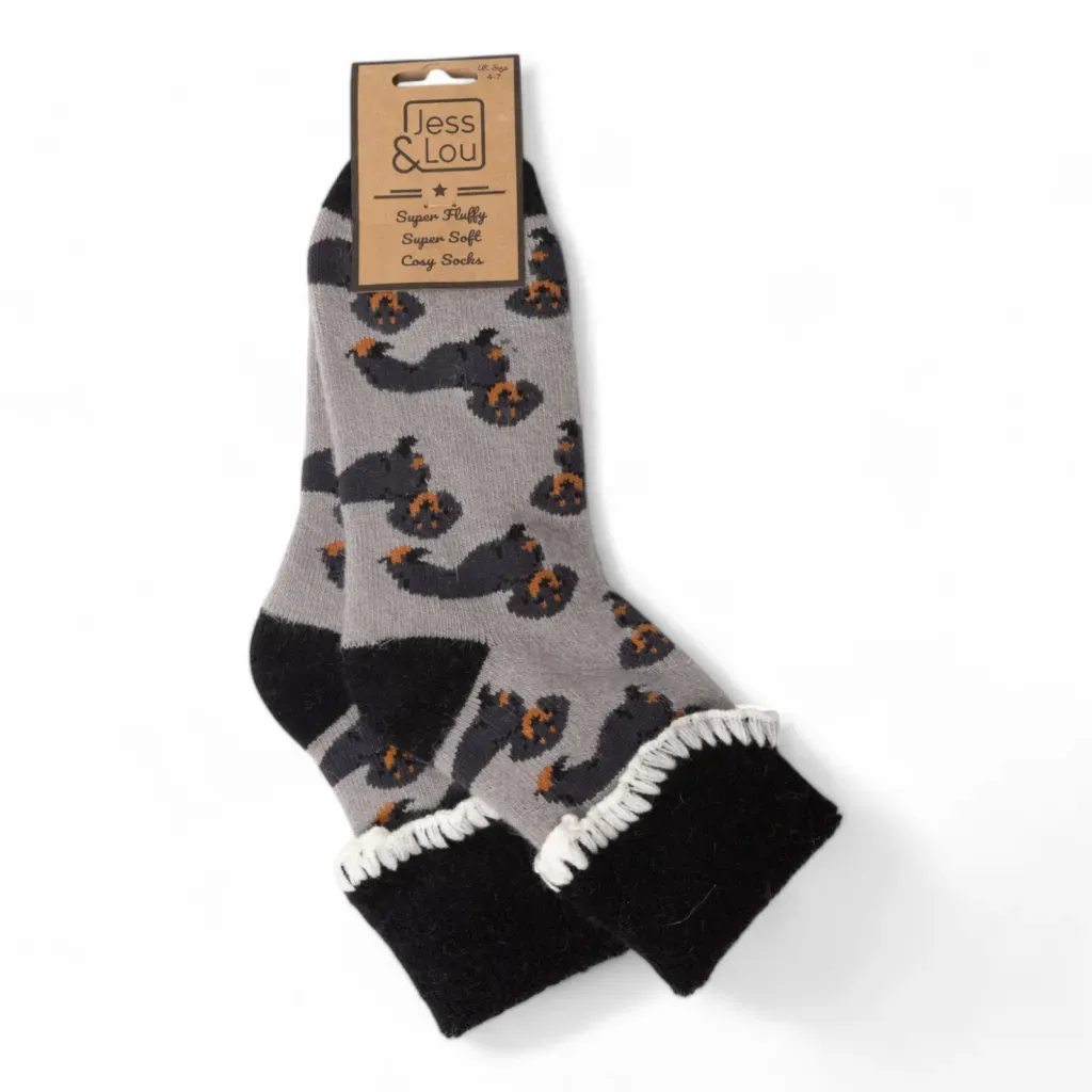 Black Sausage Dog Cosy Cuff Socks