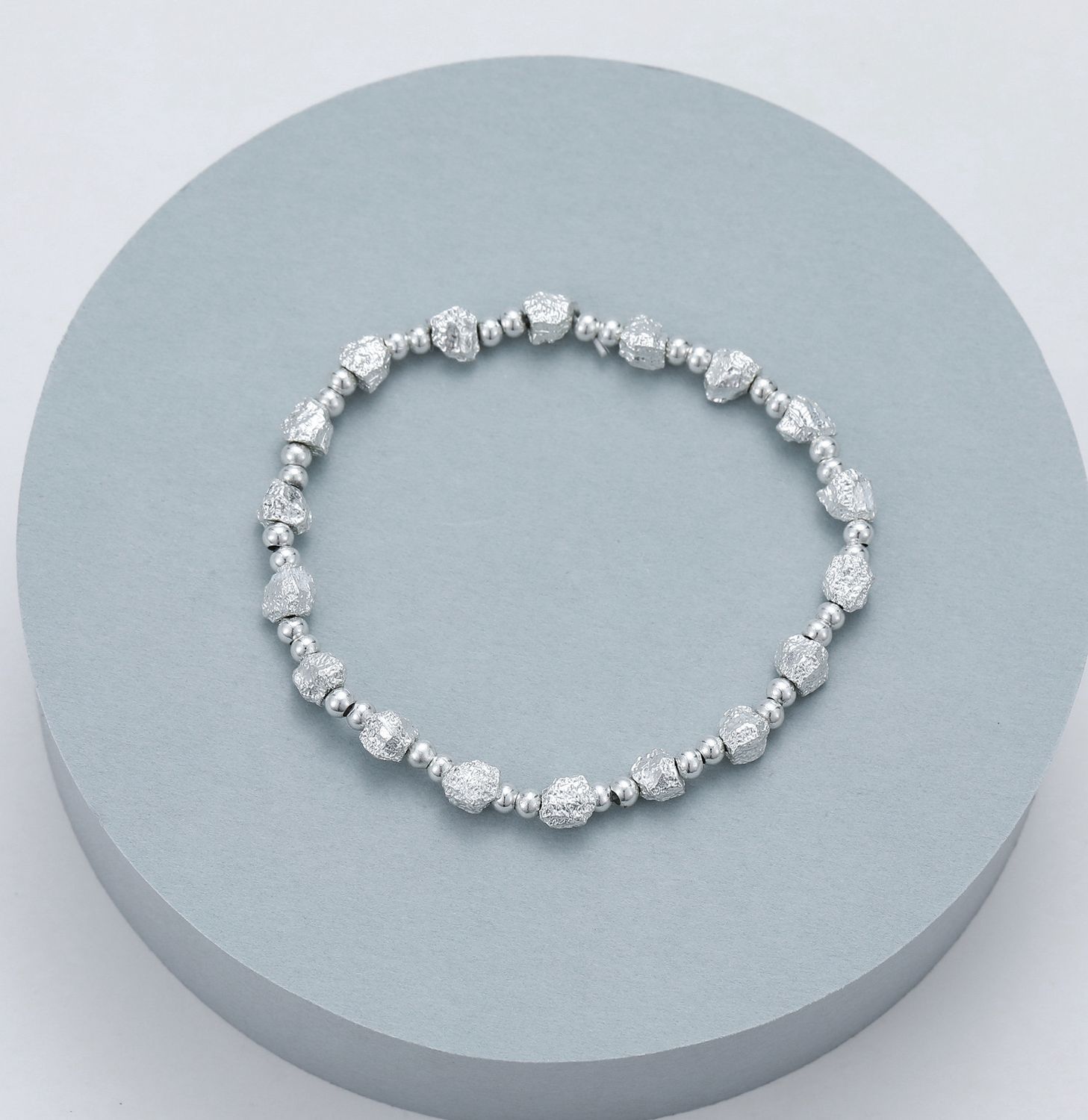 Simple Hammered Effect Silver Bracelet