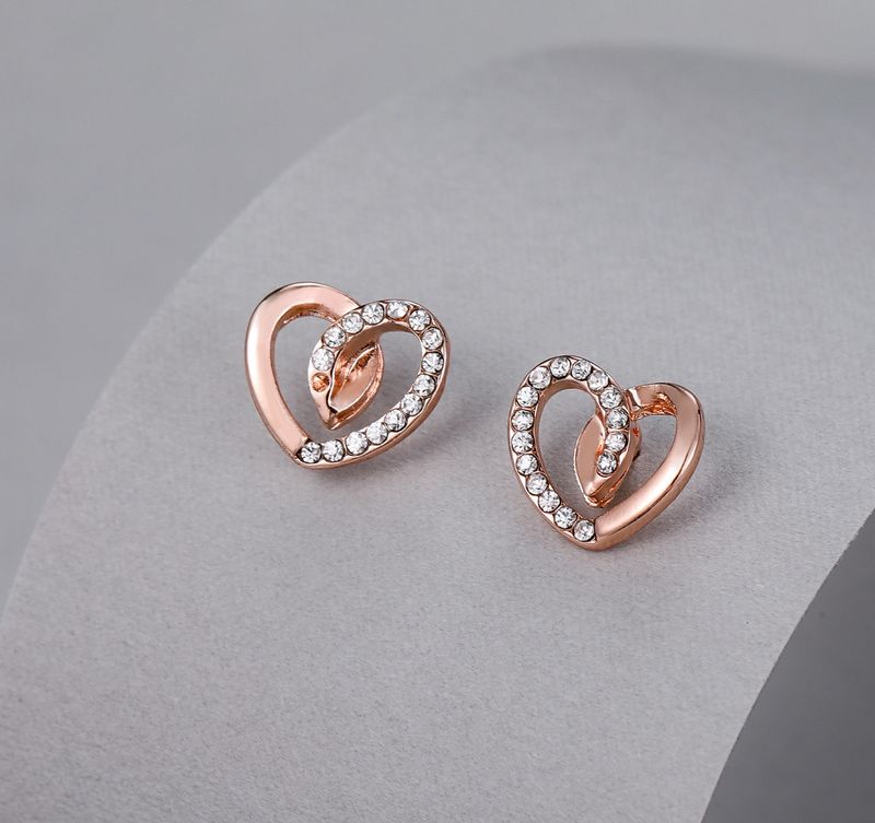 Diamanté Heart Rose Earrings