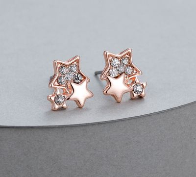 Diamanté Star Rose Earrings