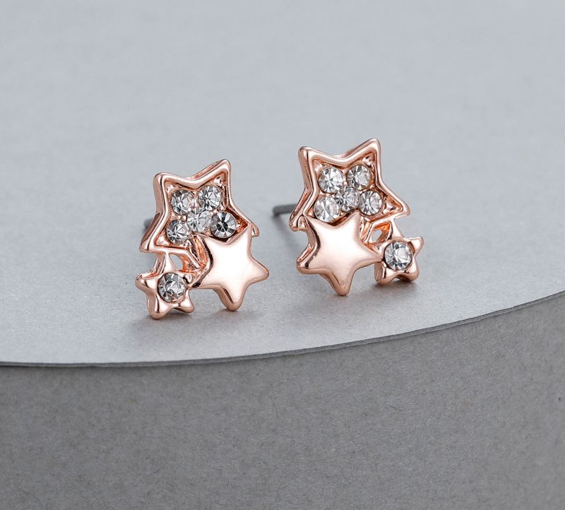 Diamanté Star Rose Earrings