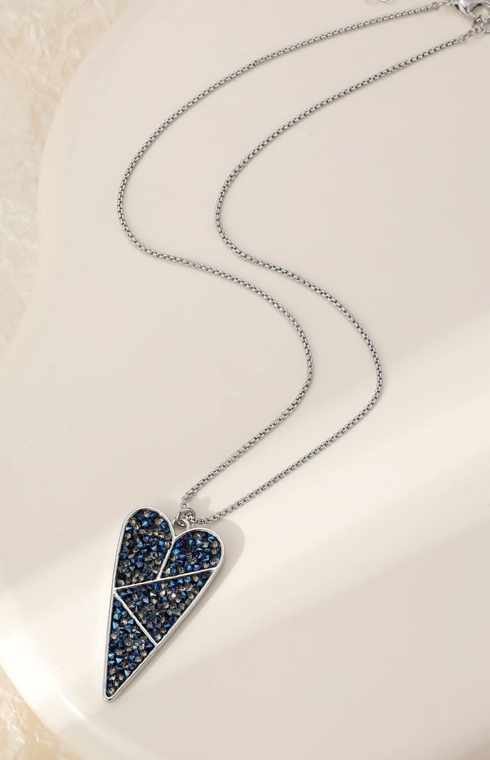 Blue And Silver Crystal Heart Pendant