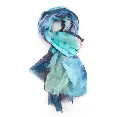 Blue And Green Tone Abstract Scarf