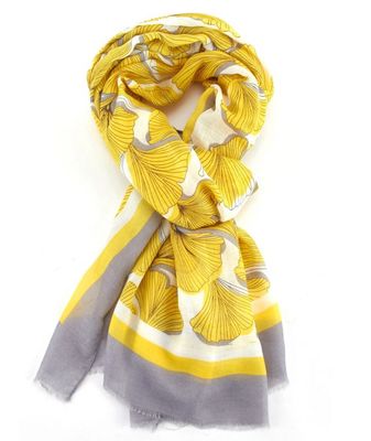 Summer Ginkgo Scarf - Yellow And Grey