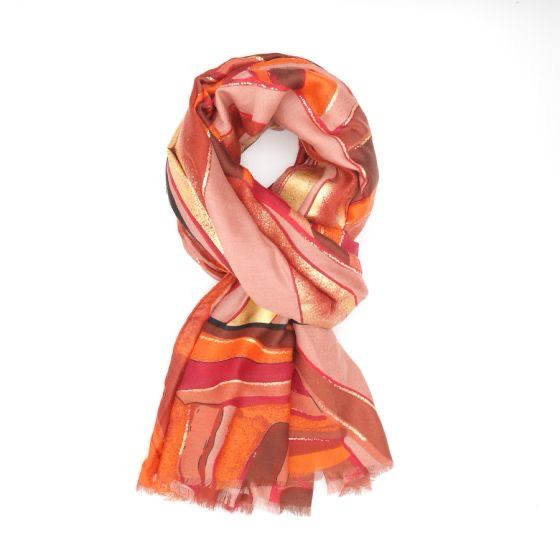 Orange/ Red Gold Abstract Scarf