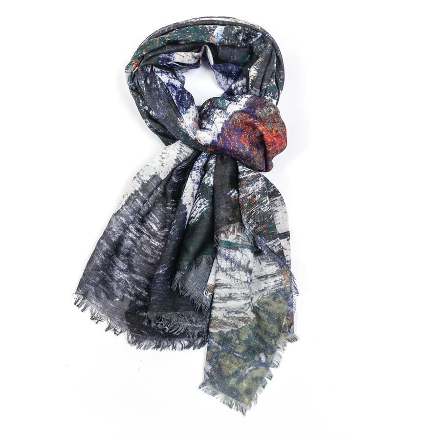 Abstract Scarf - Blue, Grey, Green Tones