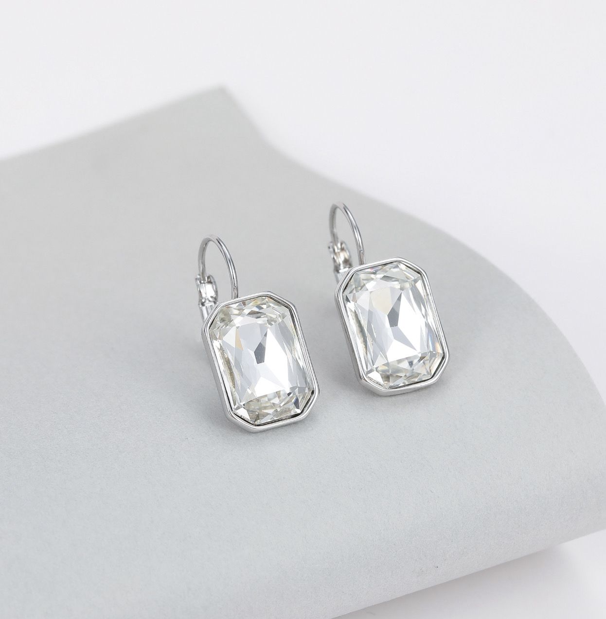 Silver Square Huggie Earrings