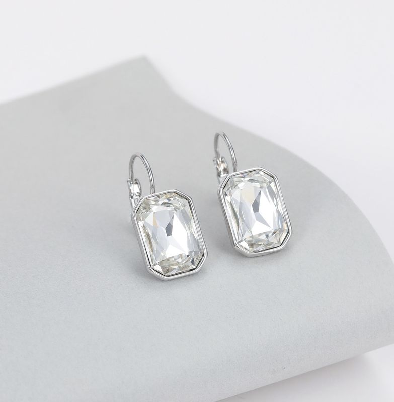 Silver Square Huggie Earrings
