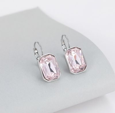 Pink Square Huggie Earrings
