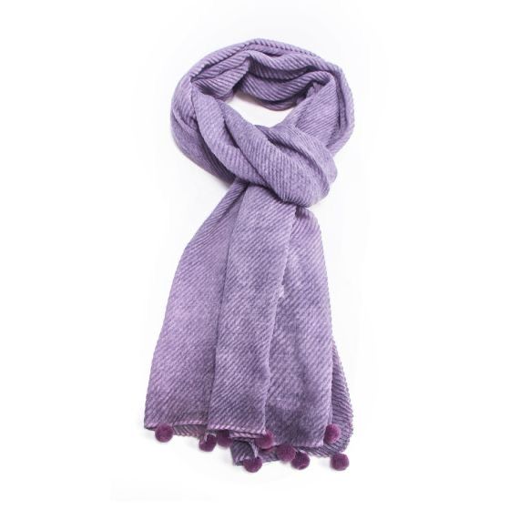Plain Purple Pom Pom Scarf