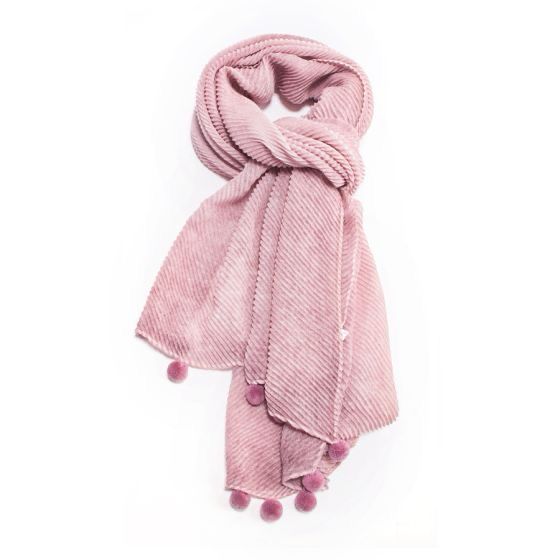 Plain Smoke Rose Pom Pom Scarf
