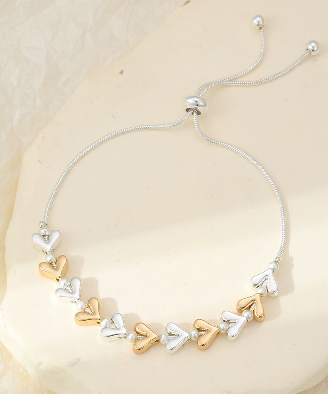 Silver And Gold Heart Slider Bracelet