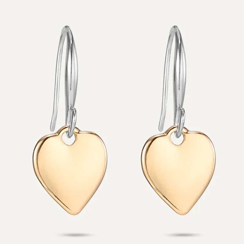 Silver And Gold Heart Earrings