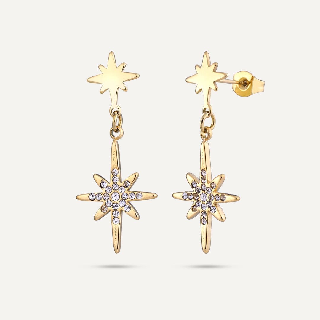 Star Diamanté Drop Earrings