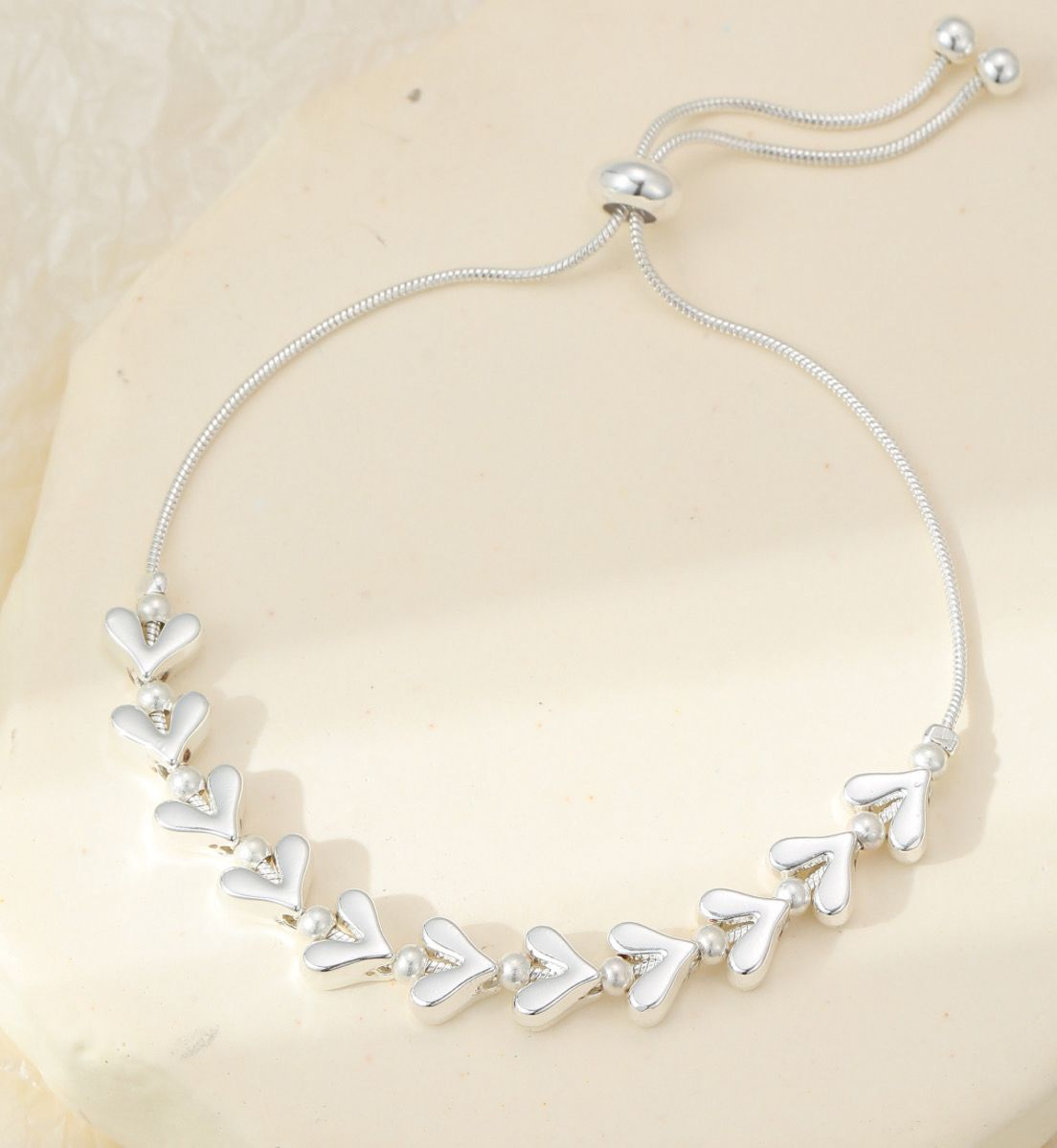 Silver Heart Slider Bracelet