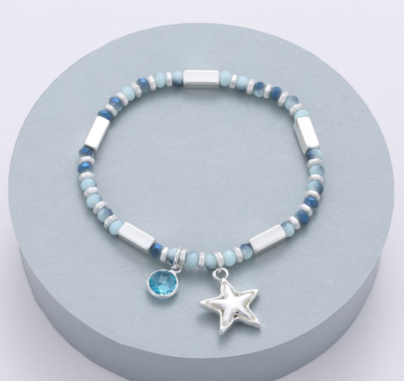 Blue Silver Star Bracelet