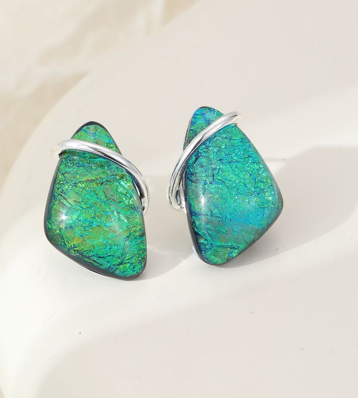 Green Blue Contemporary Earrings