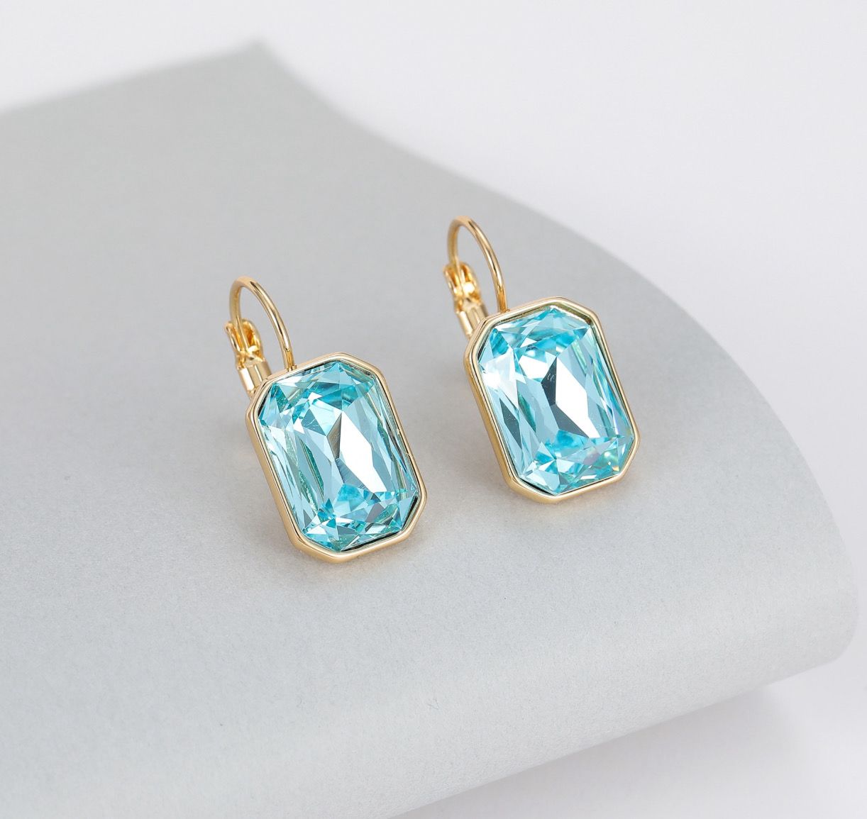 Gold And Turquoise Huggie Earrings