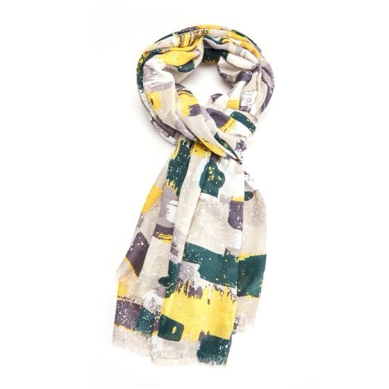 Abstract Blocks Scarf- Green And Yellow Tones