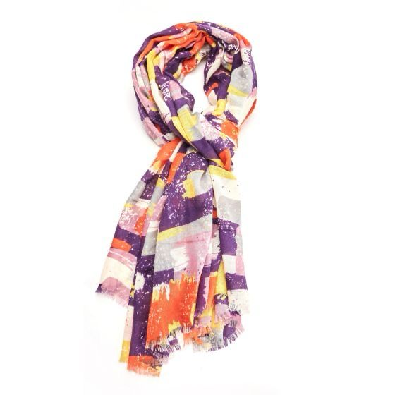 Abstract Blocks Scarf - Purple And Orange Tones