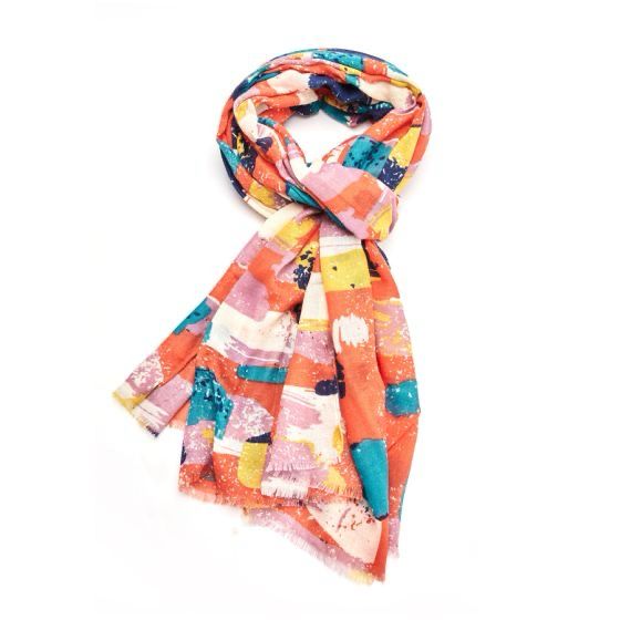 Abstract Blocks Scarf - Orange And Blue Tones