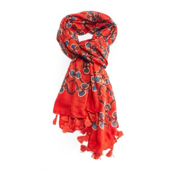 Rust Fan Tassel Scarf