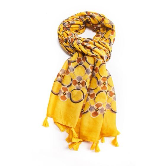 Yellow Fan Tassel Scarf