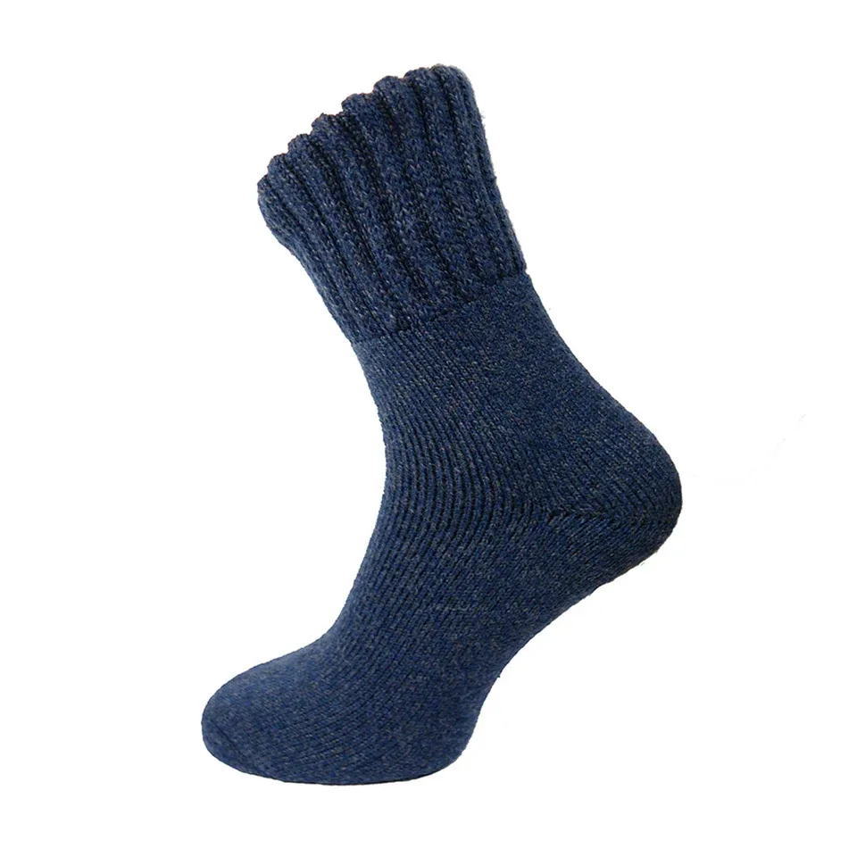 Plain Navy Wool Blend Socks