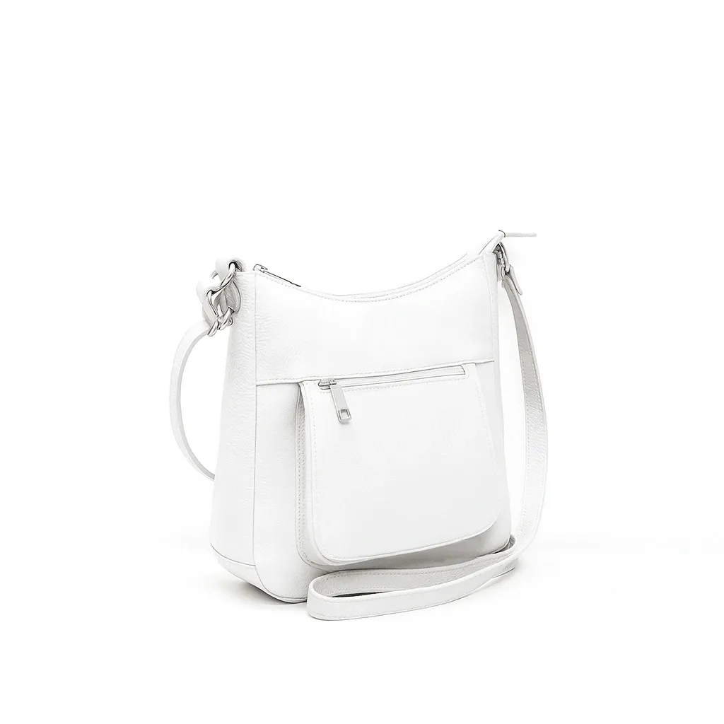 Italian Leather White Crossbody Pocket Bag - RESERVED