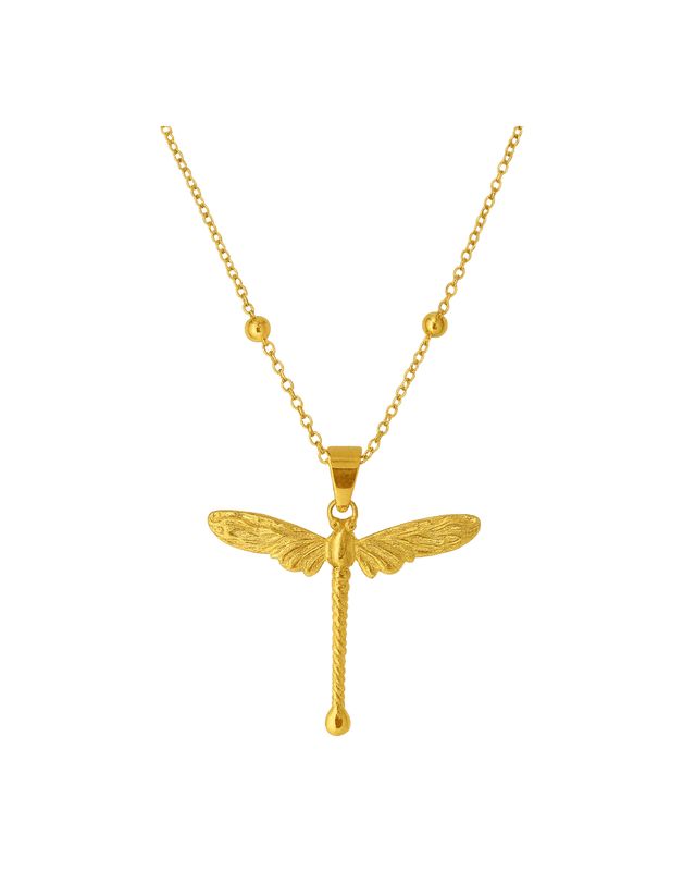 Stainless Steel Gold Plated Dragonfly  Necklace