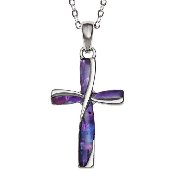 Purple Cross Paua Shell Necklace