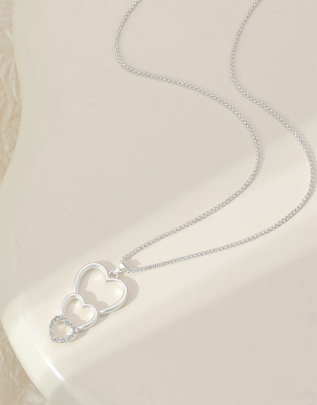 Heart Drop Diamanté Pendant - Silver