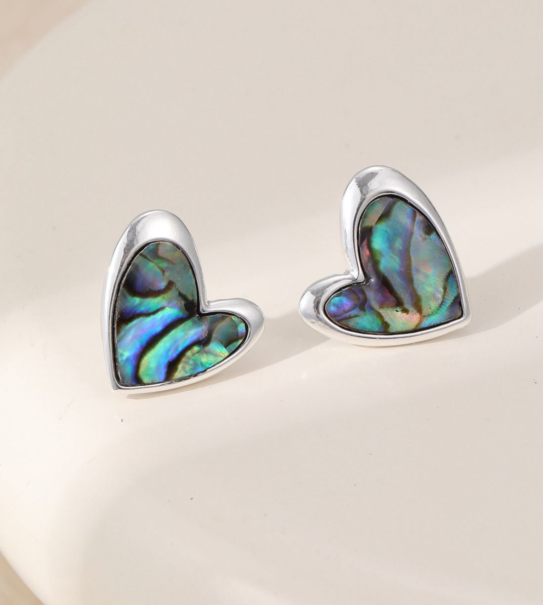 Green Blue Heart Contemporary Earrings
