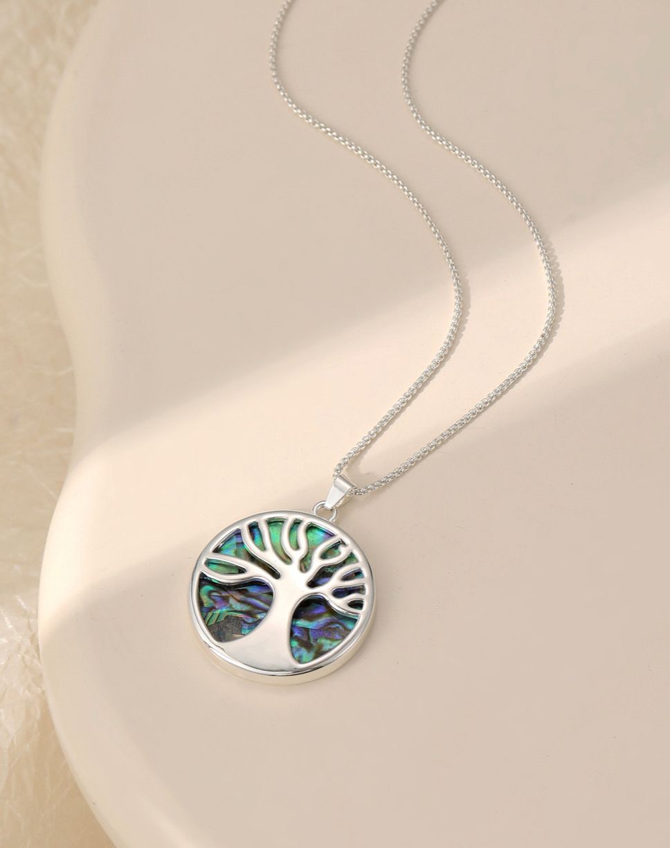 Tree Of Life Paua Shell Contemporary Pendant